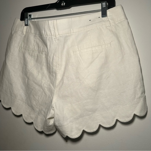 J by J.Crew White Linen Scalloped Women Shorts Size 10 - Picture 13 of 16